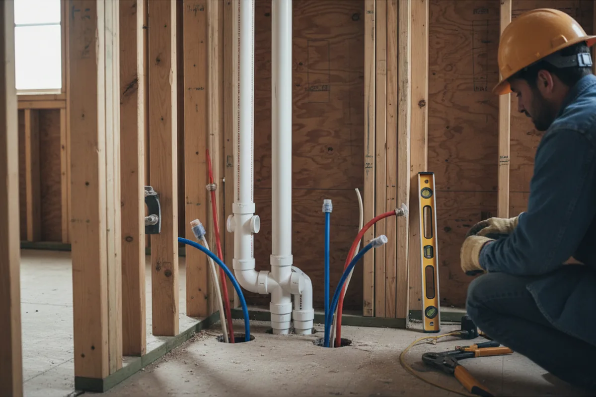 Drain and supply rough-in during Drain Cleaning in Boiceville